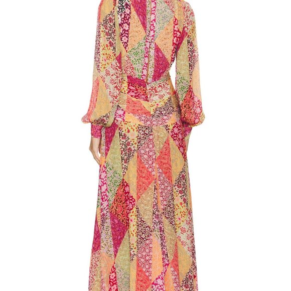 RIXO Meera Dress in Patchwork Blush Small - Picture 4 of 6